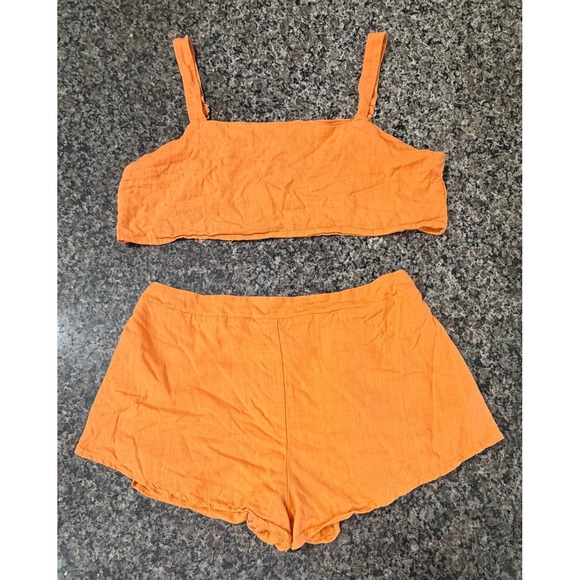 Showpo Other - Showpo Orange Linen Blend Two Piece Set Crop Top and Shorts‎ Womens Size 10